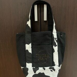 Limited Black Trader Joe's Mini Tote Cow Print Bag